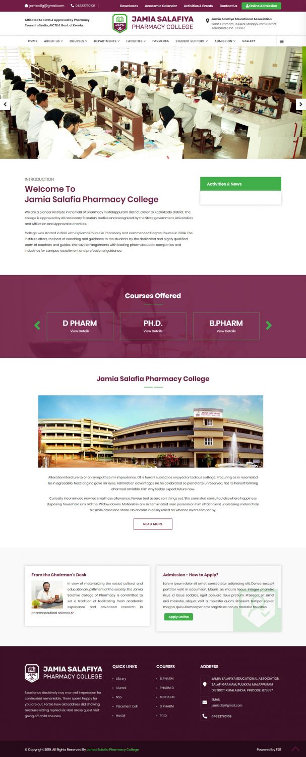 Jamia Salafia Pharmacy College Malapuram